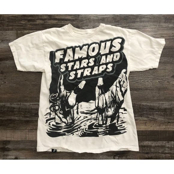 Famous Stars And Straps Mens Medium White Tee T Shirt - Picture 1 of 4